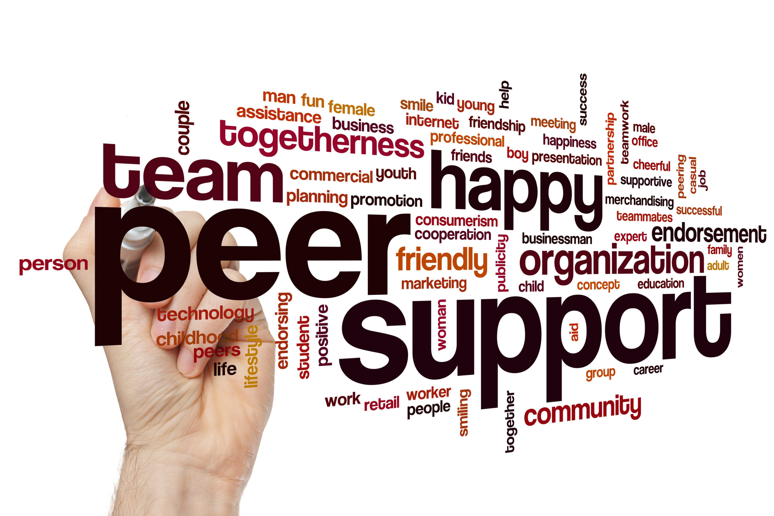 Peer support word cloud Peer support word cloud concept